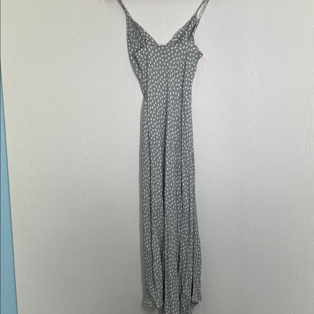 Abercrombie & Fitch -Gray Polka Dot Adjustable Strap Knotted Front Midi Dress XS - Picture 10 of 10